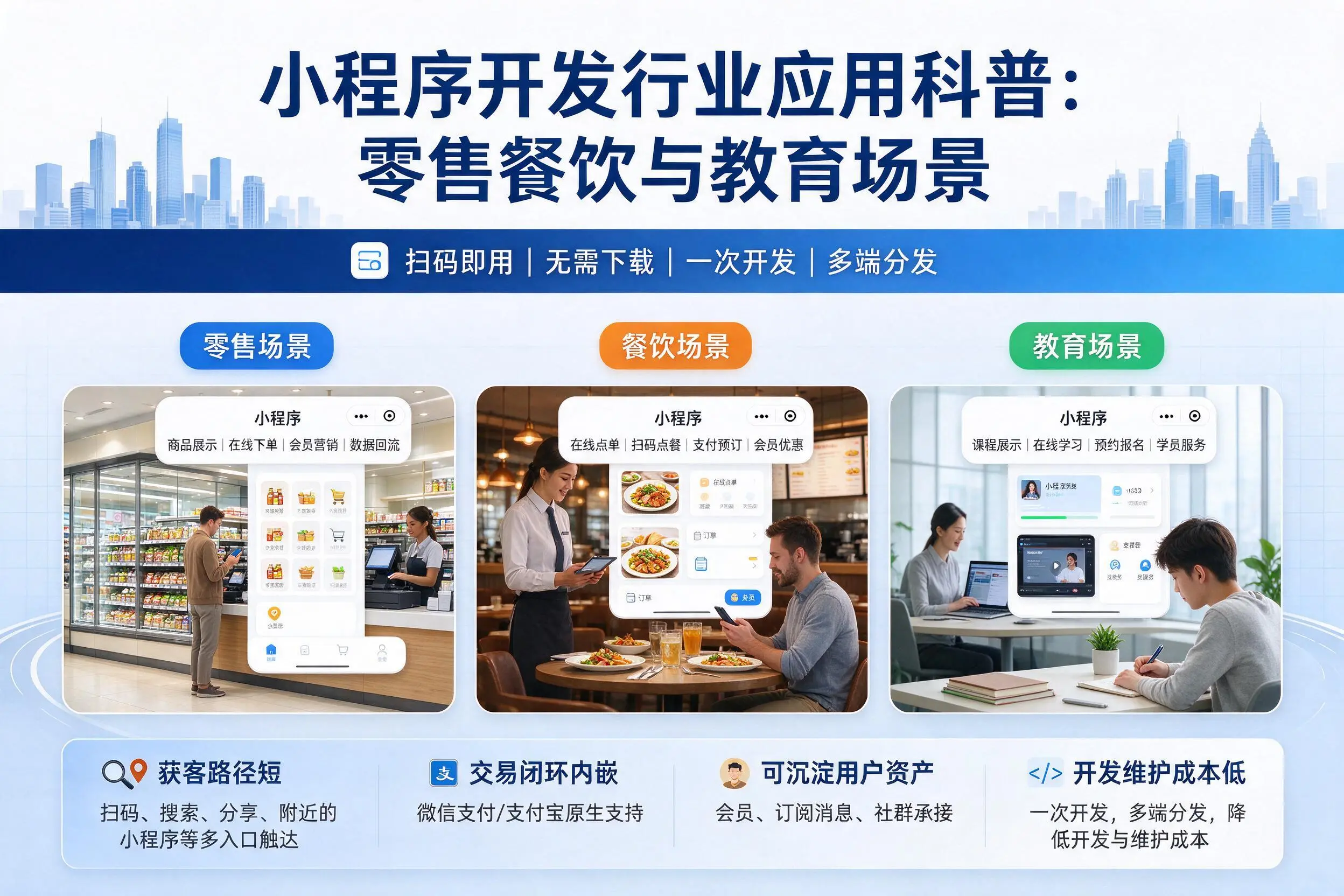 伊犁小程序开发行业应用科普:零售餐饮与教育场景