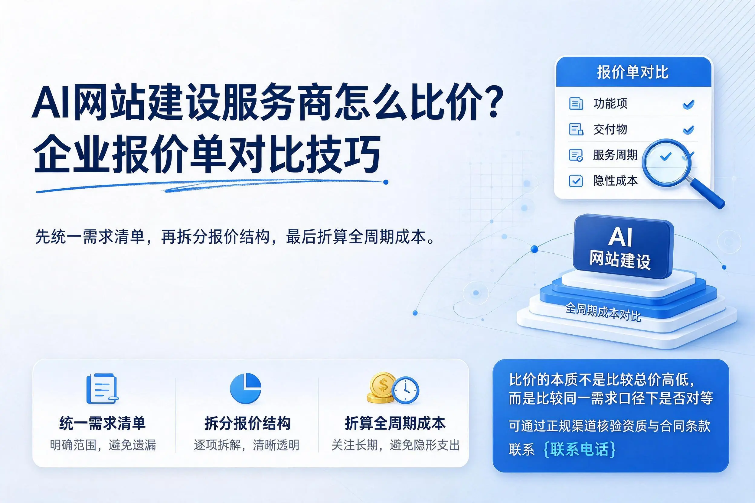 AI网站建设服务商怎么比价?伊犁企业报价单对比技巧