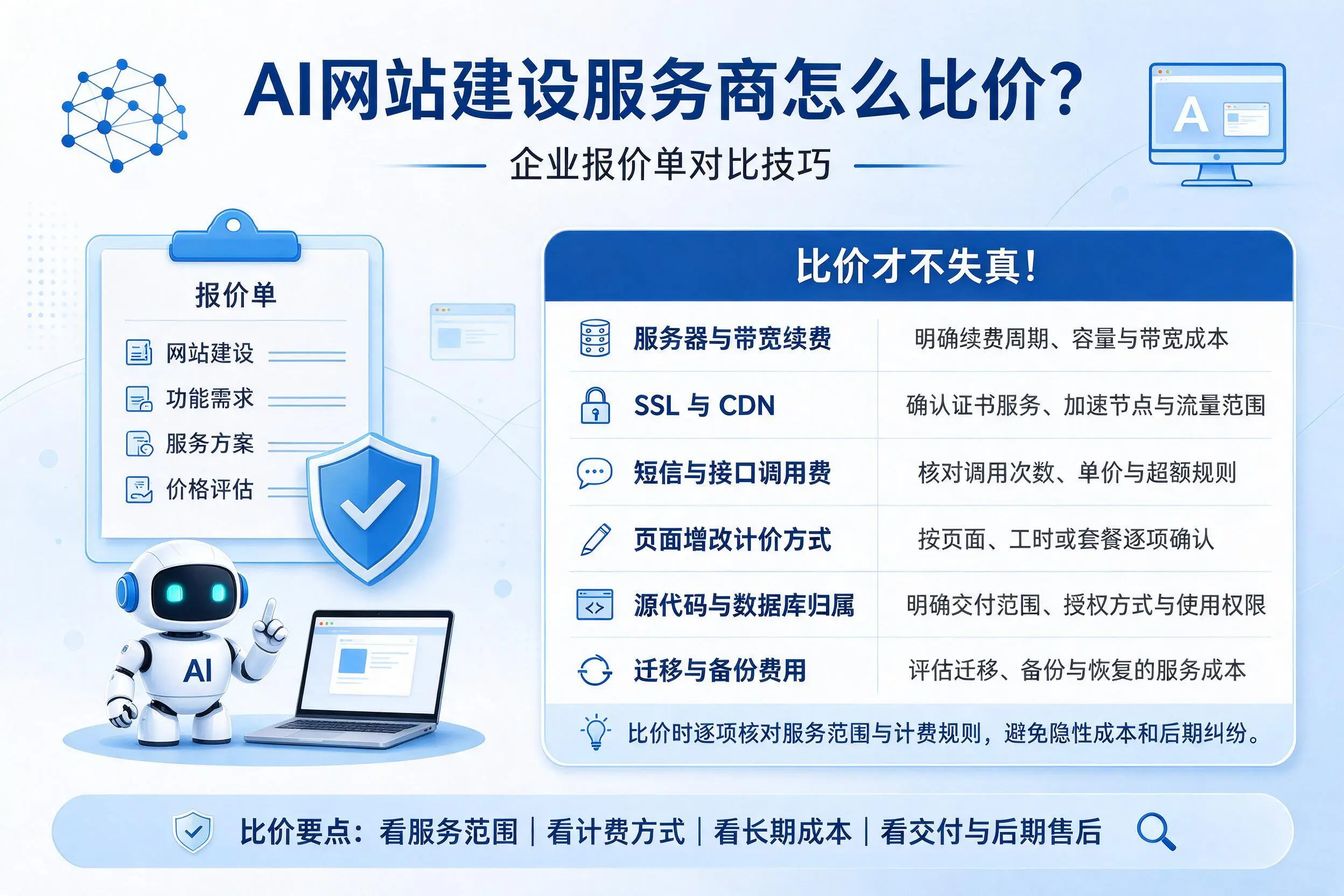 AI网站建设服务商怎么比价?伊犁企业报价单对比技巧