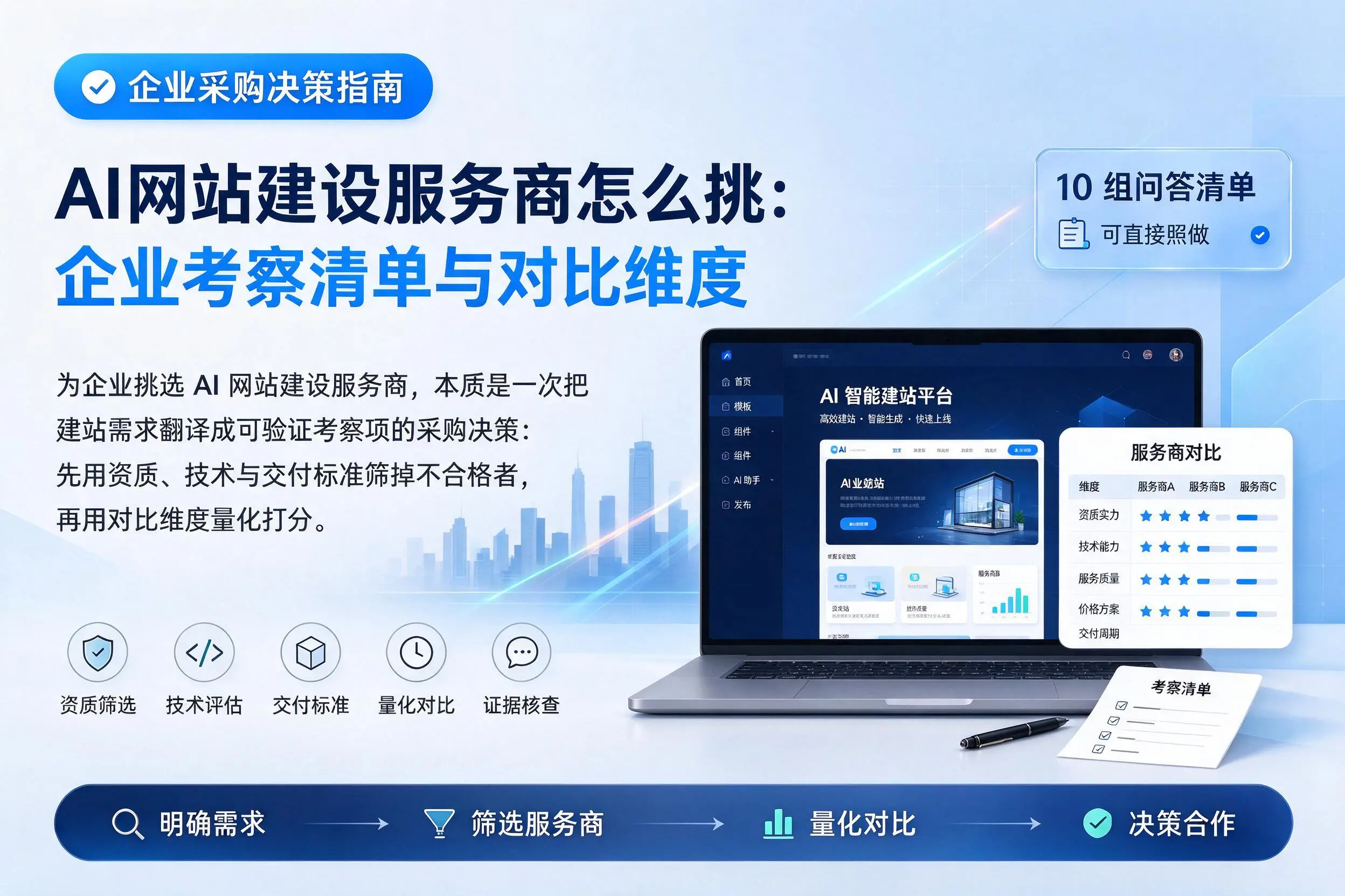 AI网站建设服务商怎么挑:伊犁企业考察清单与对比维度