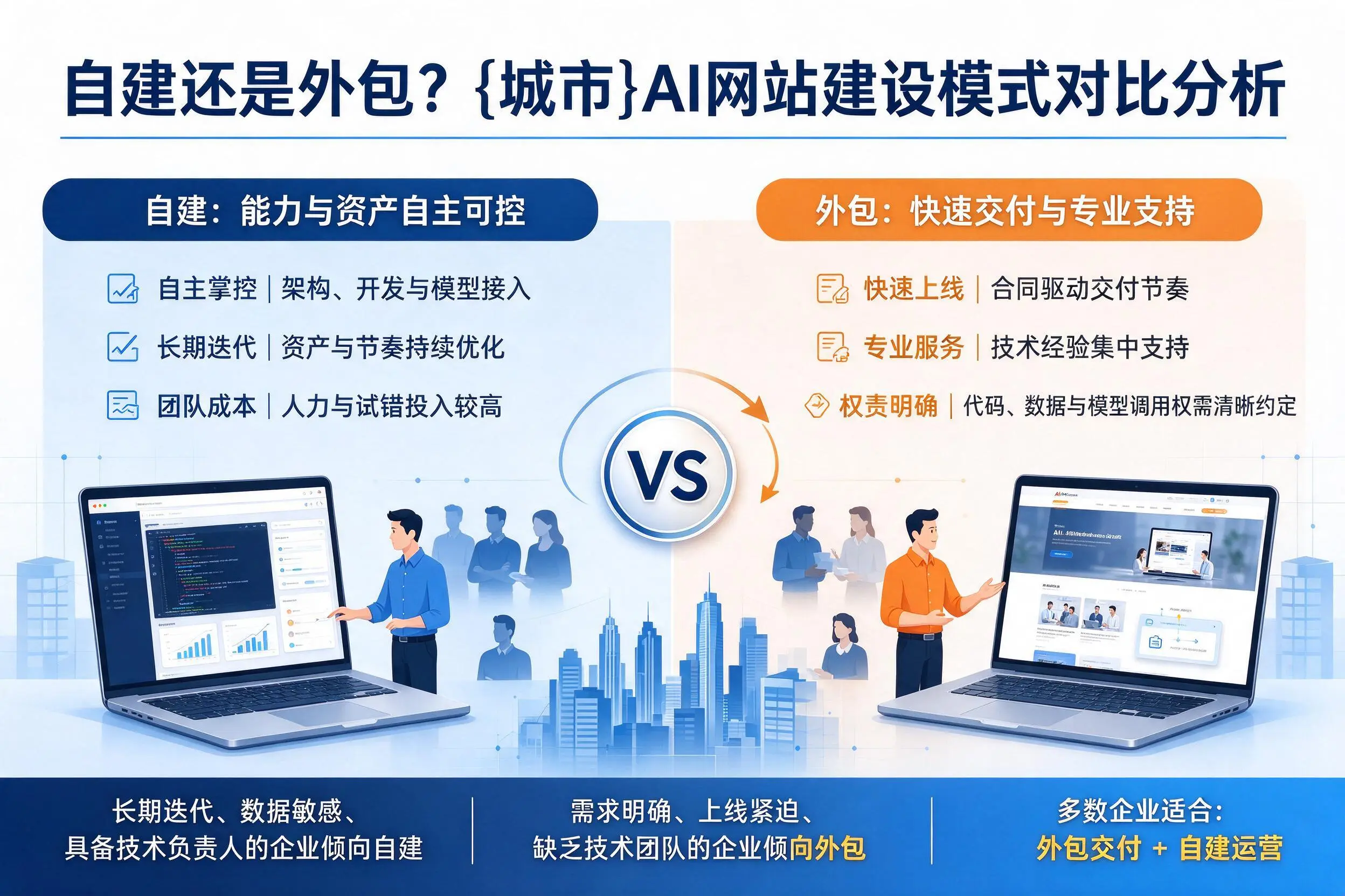 自建还是外包?伊犁AI网站建设模式对比分析